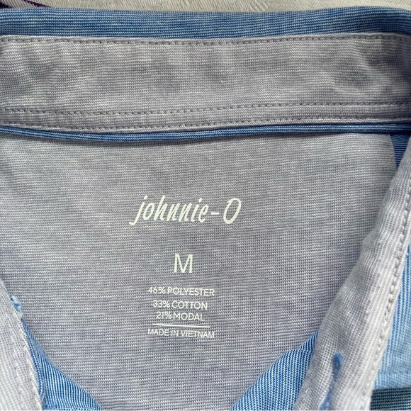 Johnnie O Polo Size M Set Of 2 Heather Blue & Purple White Stripe Nice - Picture 5 of 13